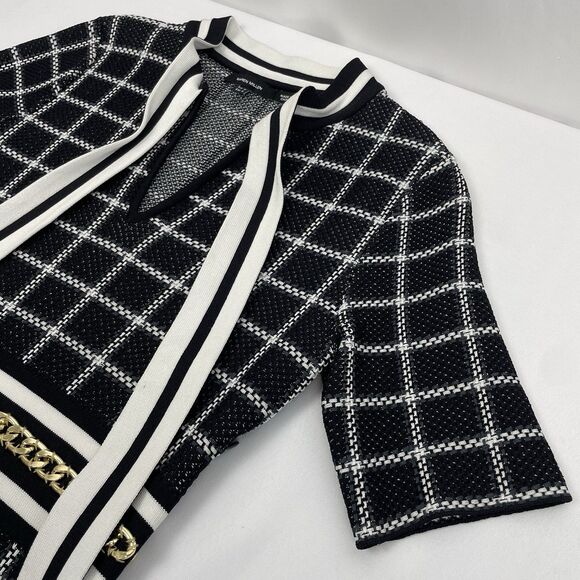 Karen Millen Black and White Checkered Midi Dress - Picture 11 of 16